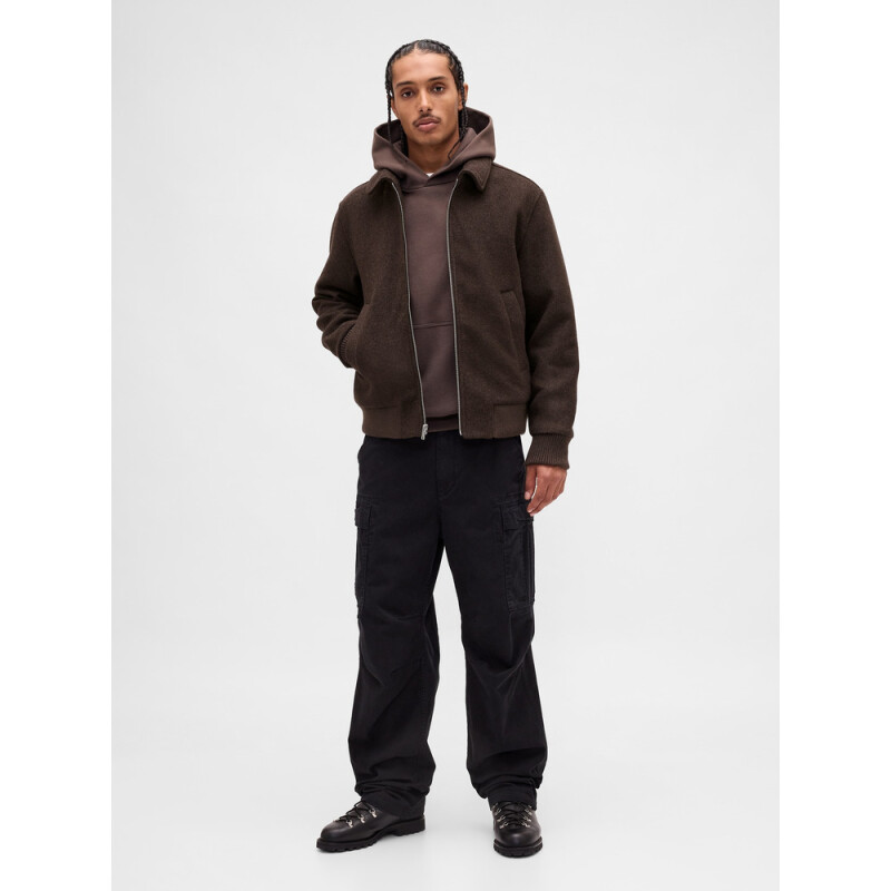 WOOL BOMBER BROWN HEATHER