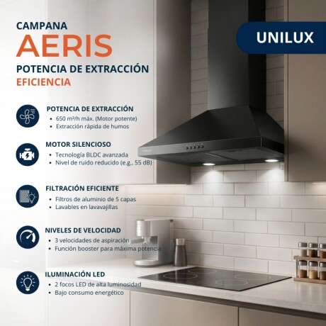CAMPANA EXTRACTORA AERIS 60CM Campana Extractora Aeris 60CM Negro