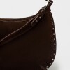 Cartera al hombro Luna en cuero gamuza Chocolate