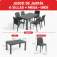 Juego de jardín 6 sillas + mesa GRIS