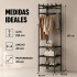Mueble Perchero Esquinero Zapatera Hierro Colgador Ropa Rack Negro 1