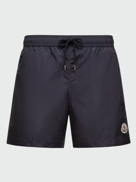 MONCLER - Short de baño con parche de logo Azul Marino