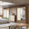 Ropero Demócrata 2 Puertas Corredizas y Espejo - Linea Fit Marrón/Arena