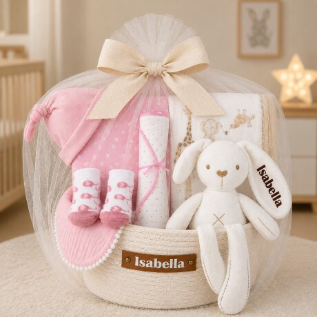 Cesta Nacimiento Cone-Cone Personalizada – Rosa Cesta Nacimiento Cone-Cone Personalizada – Rosa