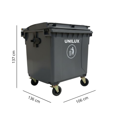 CONTENEDOR DE BASURA CON RUEDAS 1100 LITROS Contenedor de Basura con Ruedas 1100 Litros Gris
