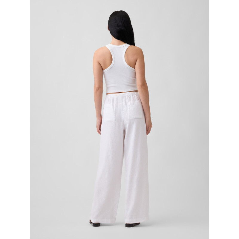 V-LINEN PO WIDE LEG OPTIC WHITE