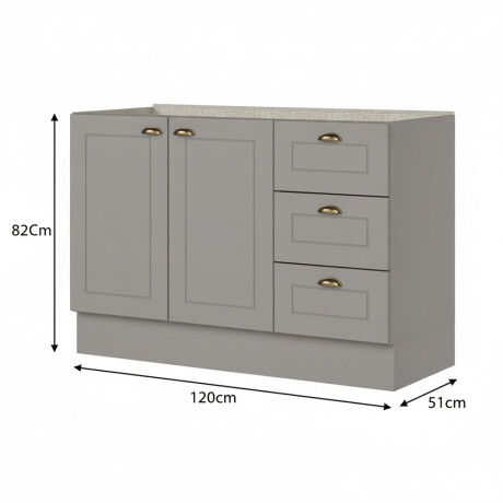 BAJO MESADA ARMARIO 2 PUERTAS 3 CAJONES - LÍNEA AMERICANA GRIS