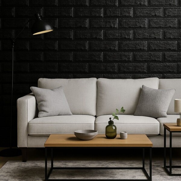 REVESTIMIENTO AUTO ADHESIVO 3D 70 X 77 CM X 3 MM - LADRILLO NEGRO X 10 REVESTIMIENTO AUTO ADHESIVO 3D 70 X 77 CM X 3 MM - LADRILLO NEGRO X 10