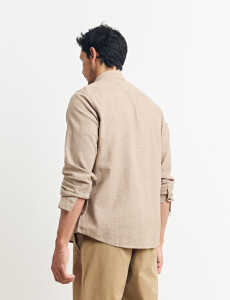 011665 CAMISA DE LINO HARRINGTON LABEL Camel