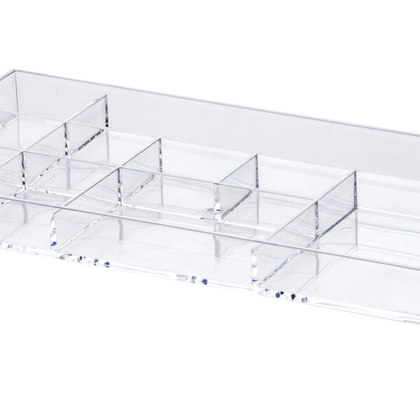 BANDEJA PLASTICA CON DIVISION 34X17X3 CM. TRANSPARENTE