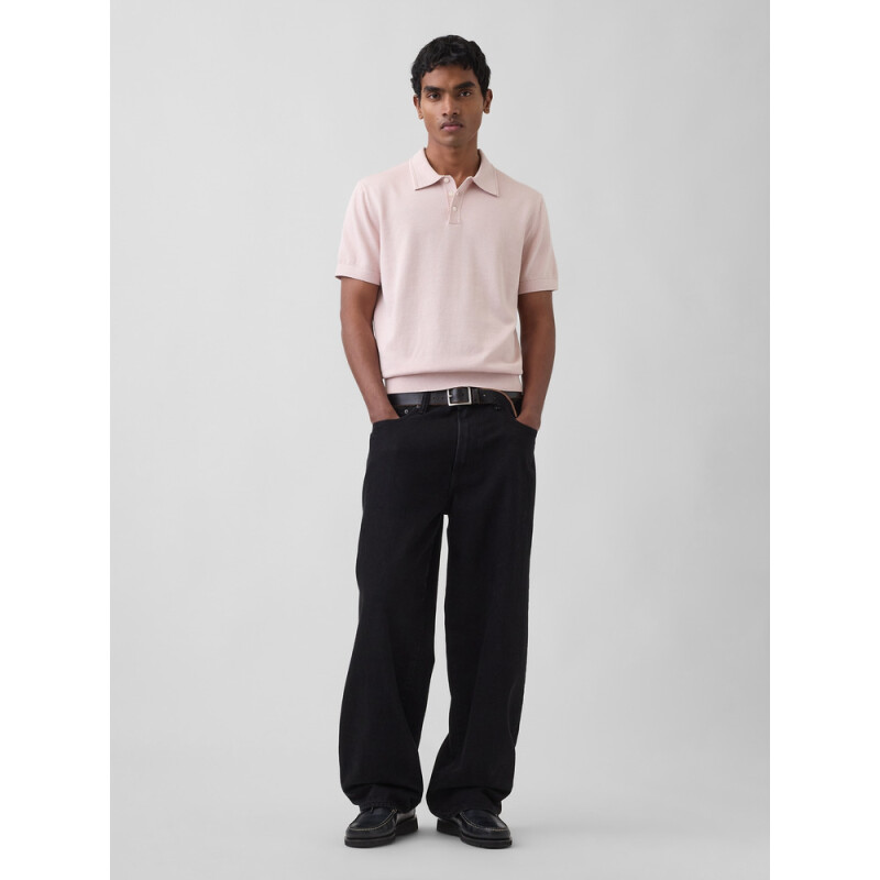 SS SWEATER POLO DULL ROSE