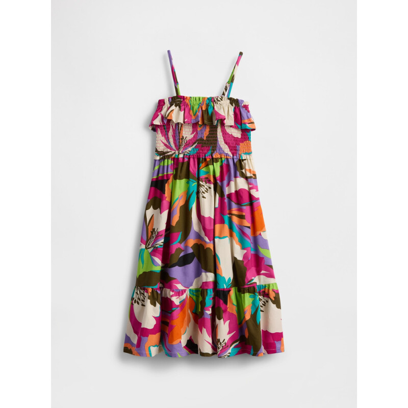 SMOCKED RFFL MIDI DRS MULTI FLORAL