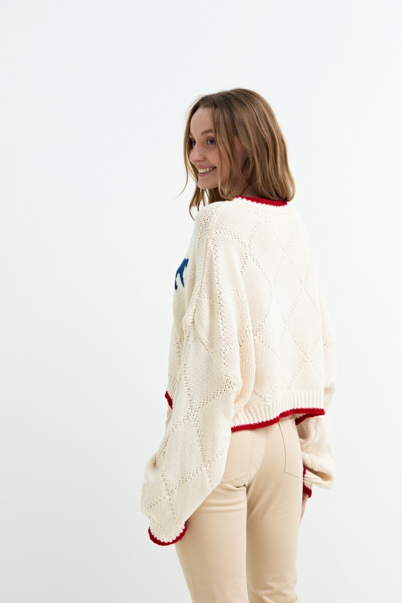 Sweater tejido jacquard peces CRUDO
