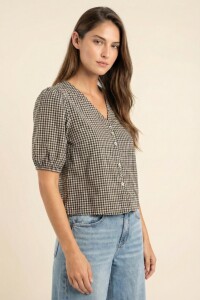 Blusa Gingham Negro