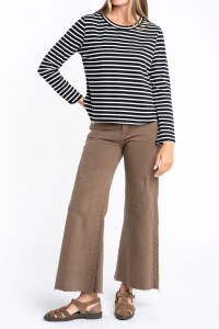 Remera Rayada Algodón Elastano Negro