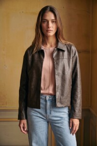 Campera Cuero Vegano Chocolate