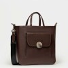 Shopper The Circle en cuero liso Chocolate