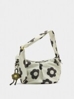 Bolso De Hombro De Nylon Estampado Floral M crudo