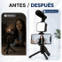 Kit de Grabación para Celular con Trípode Luz LED y Micrófono Negro