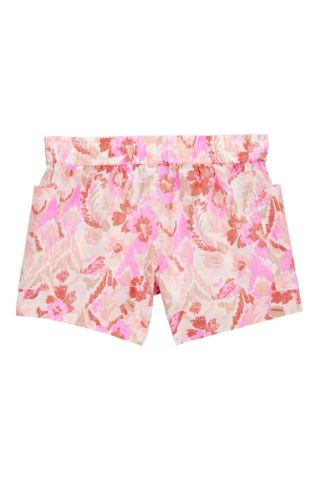 Short de algodón, con cordón, diseño floral Sin color