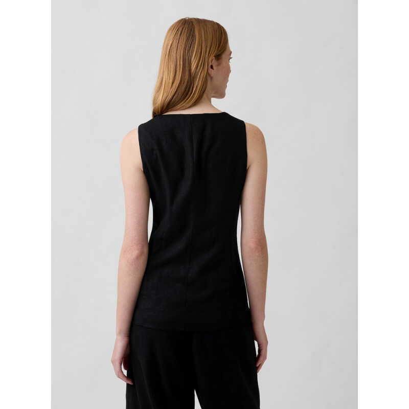V-LINEN VEST BLACK 1