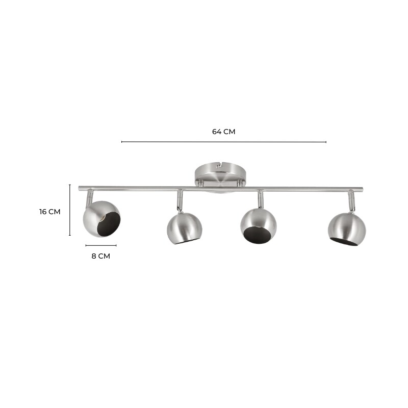 LUMINARIA GINA X4 Luminaria de Adosar Gina Cuadruple Orientable Plateado