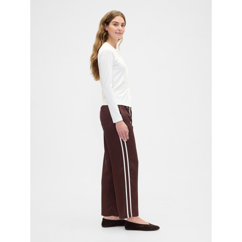 V-SATIN STRAIGHT PO SIDE STRIPE DARK BROWN 1