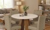 Juego De Comedor 4 Sillas Mesa Redonda - Celeste Marrón | Beige