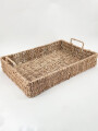 BANDEJA RECTANGULAR TEJIDA MARRON