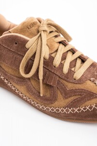 Zapatilla Gamuza Combinada C Flecos Camel