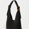Cartera al hombro Raw en efecto gamuza Negro
