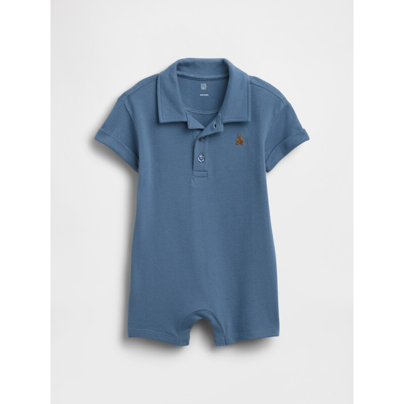 B PIQUE POLO SHORTIE 1PC KNIT BAINBRIDGE BLUE