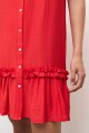 Vestido midi con volados rojo