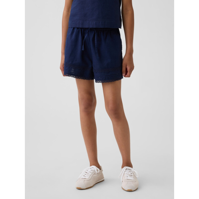 LINEN PO LACE SHORT MILITARY BLUE