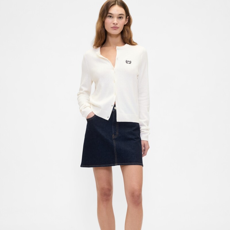 FRCH LOGO CASHSOFT CREW CARDI IVORY FROST
