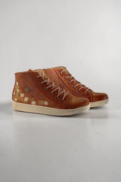 Bota Daria Terra Jaspeado Cobre Con Arte Pintado A Mano Bota Daria Terra Jaspeado Cobre Con Arte Pintado A Mano
