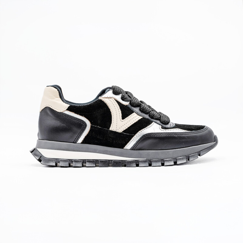 ZAPATILLA CUERO DAMA COLOR NEGRO SUELA SINTETICA NEGRO