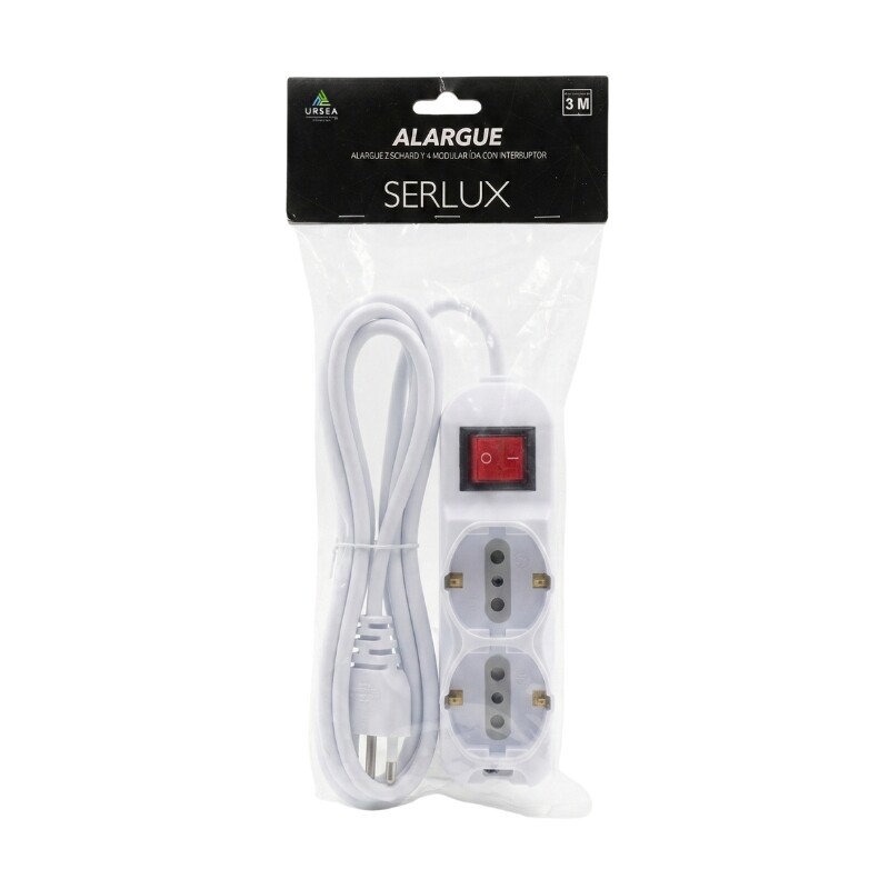 ALARGUE 2 SCHUKO 4 MODULOS CON INTERRUPTOR - BLANCO Alargue 2 Schuko 4 Modulos Con Interruptor Blanco