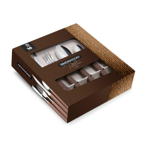 Set x 16 Cubiertos Mango Rattan Simonaggio U