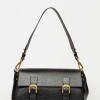 Cartera al hombro Elise en cuero snake bitono Negro