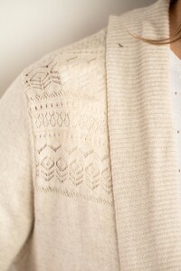 Cardigan C/solapa Algodón Elastano Beige Melange