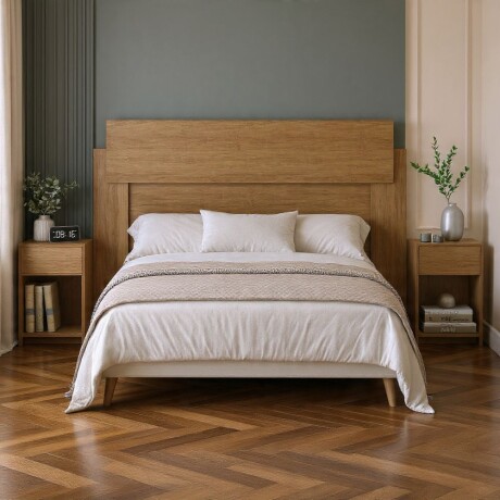 RESPALDO CABECERA 2 PLAZAS CON MESAS DE LUZ MIEL