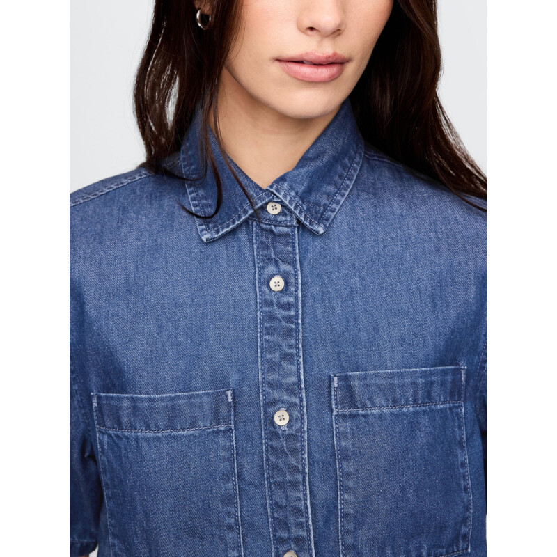 SS CROPPED SHIRT - MED HARPER MEDIUM WASH