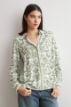Camisa estampa Boho verde oliva