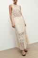 Falda tejida crochet beige melange
