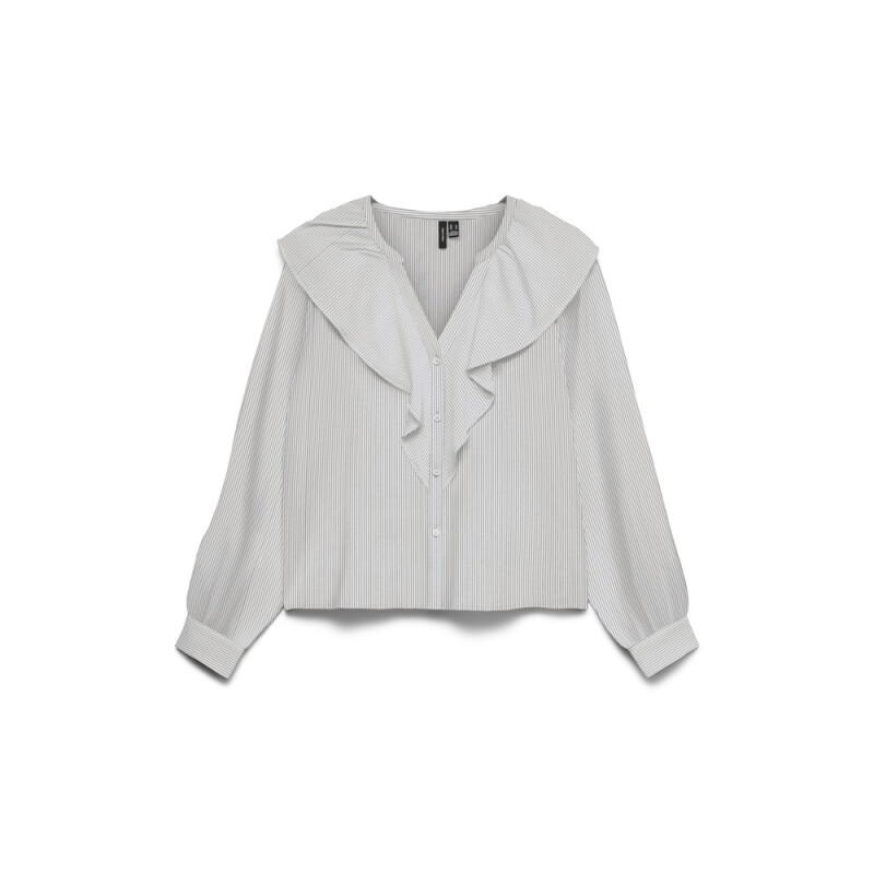 VMKAJA LS V-NECK FRILL SHIRT WVN Snow White-Amanda Black