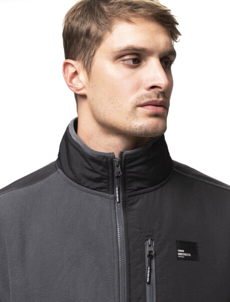 Campera Polar Combinada New26 Gris/Negro