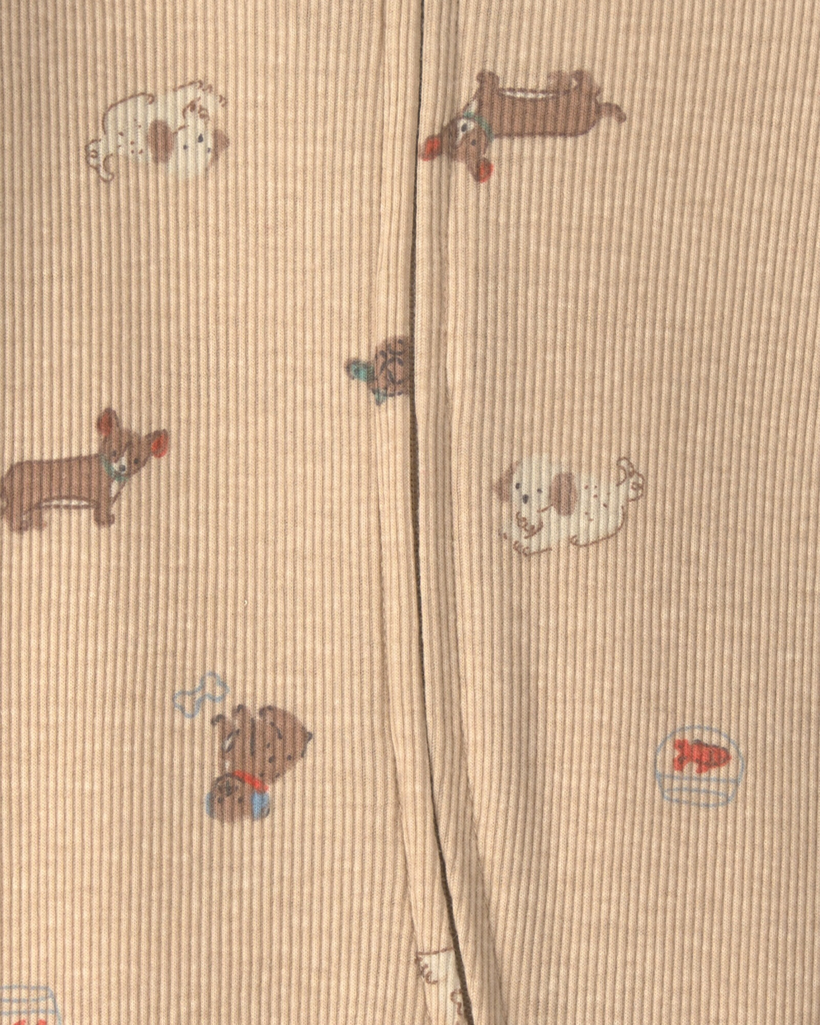 Pijama una pieza de algodón, con pie, marrón, diseño perros Sin color