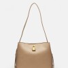 Cartera al hombro The Lock en efecto cuero liso Taupe