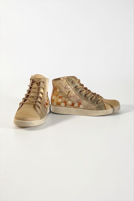 Bota Daria Natual Con Jaspeado Dorado Claro Y Arte Bota Daria Natual Con Jaspeado Dorado Claro Y Arte